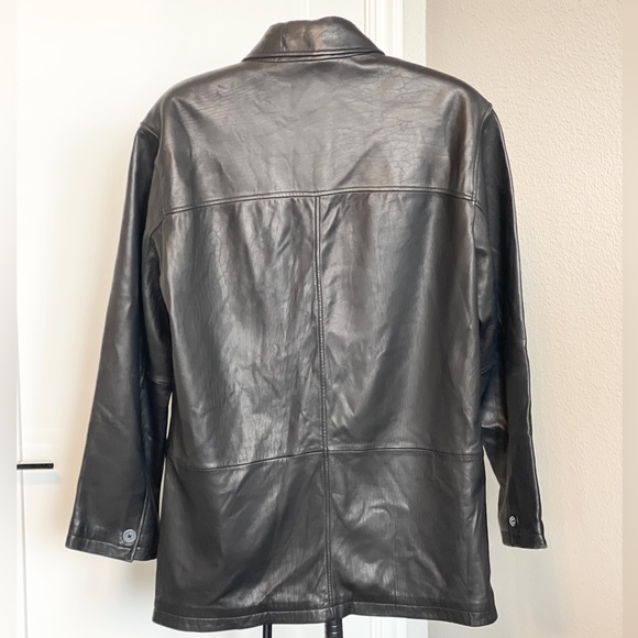 Roundtree & Yorke Black Leather Coat Jacket M - Picture 2 of 8